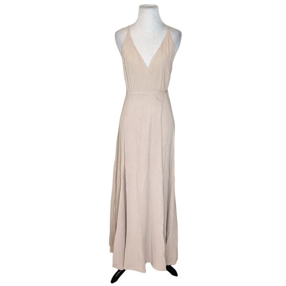 Reformation Callalily Backless V Neck Wrap Maxi Dress Gown Champagne Size 4 - Picture 3 of 7